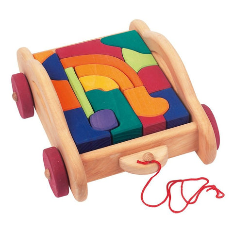 Wooden Wagon with Coloured Blocks